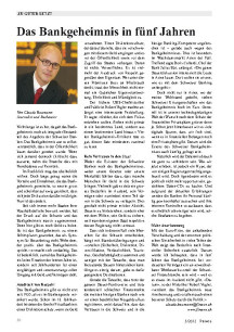 Das Bankgeheimnis in fünf Jahren